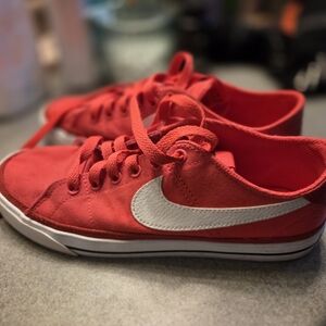 Nike Bright Red Canvas Sneakers with White Swoosh